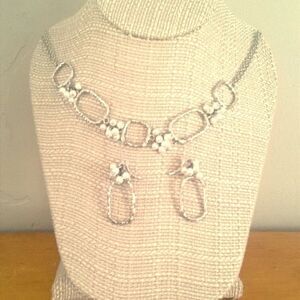 Vintage Chain and Faux Pearl Necklace & Earings